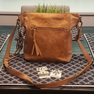 The Sak Floral Embossed Tan Crossbody Bag